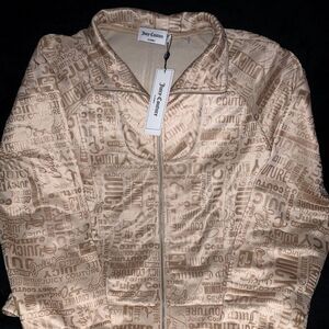 Juicy Couture Beige Word Search Jacket Zippered NEW